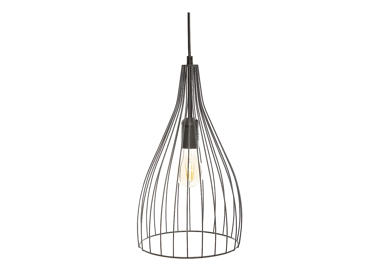 Suspension en métal coloris Noir - D. 21 x H. 37,5 cm