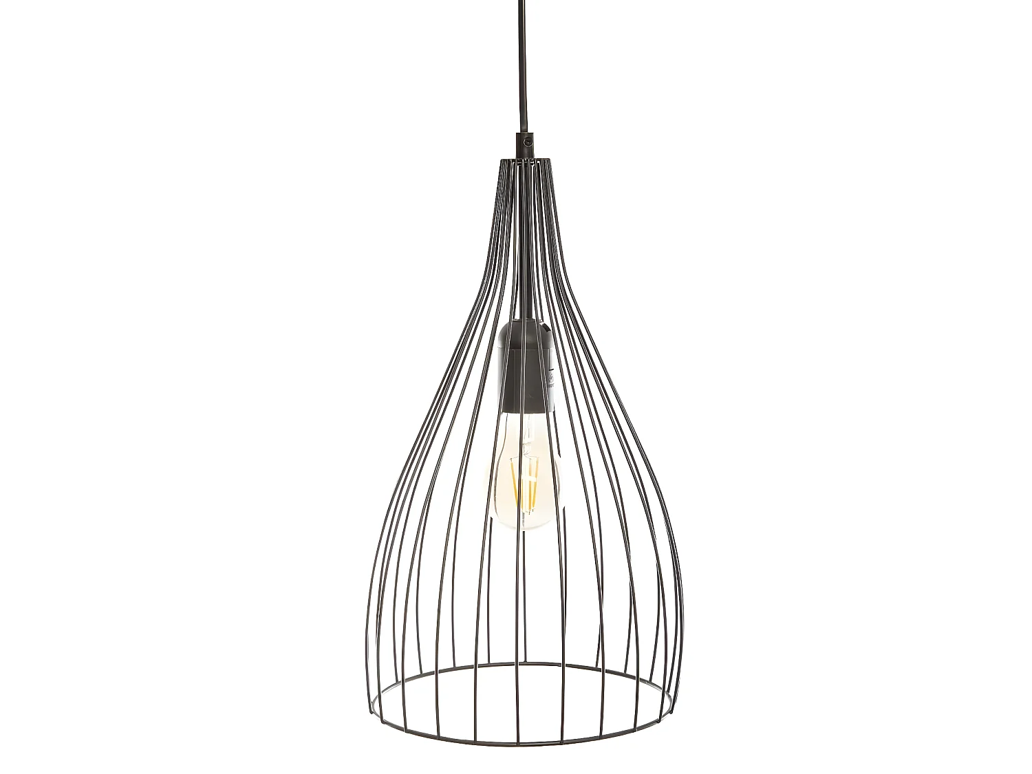 Suspension en métal coloris Noir - D. 21 x H. 37,5 cm