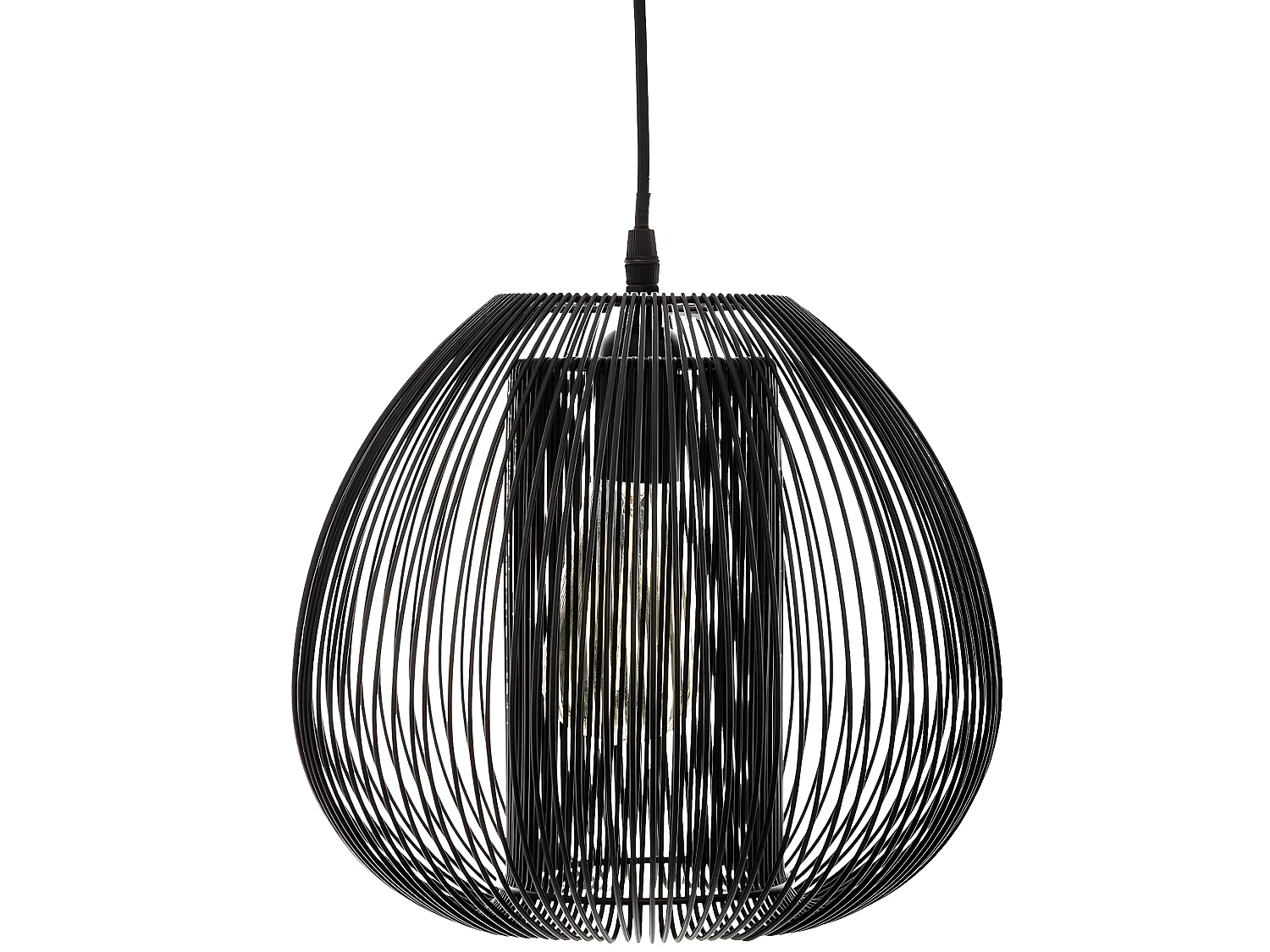 Suspension noire en métal filaire - D.27,5 x H.25 cm