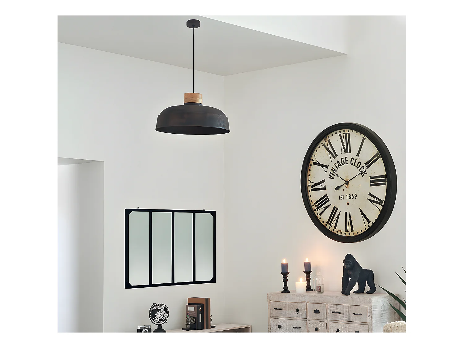 Suspension en métal coloris gris - Diamètre 57 x Hauteur 20 cm