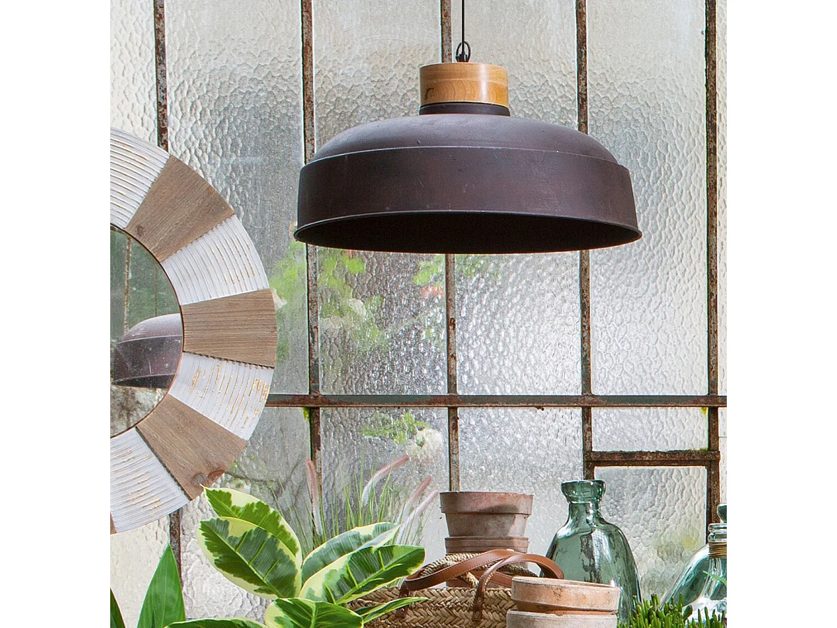 Suspension en métal coloris gris - Diamètre 57 x Hauteur 20 cm