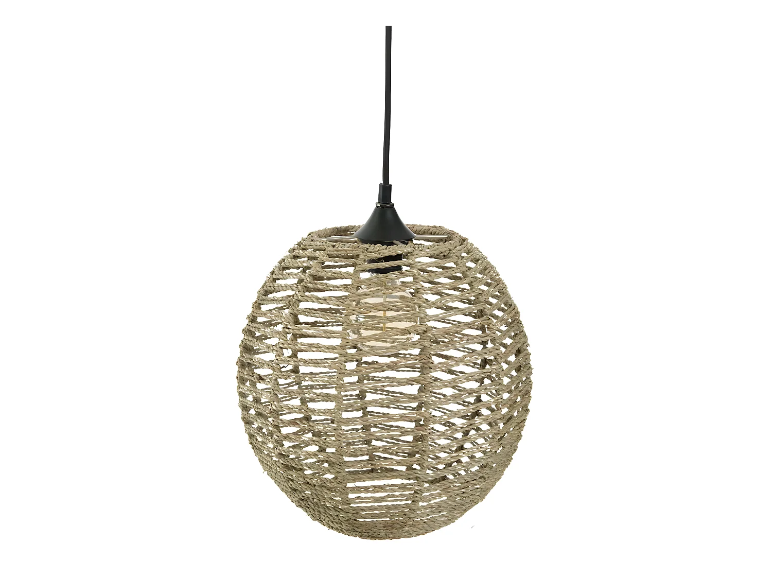 Suspension boule en rotin - D. 33 x H. 35 cm