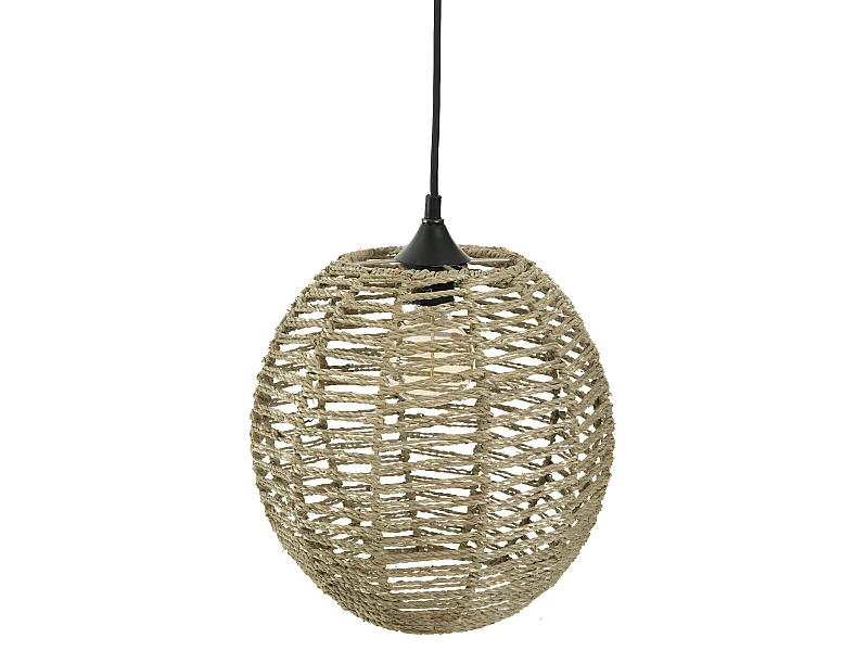 Suspension boule en rotin - D. 33 x H. 35 cm