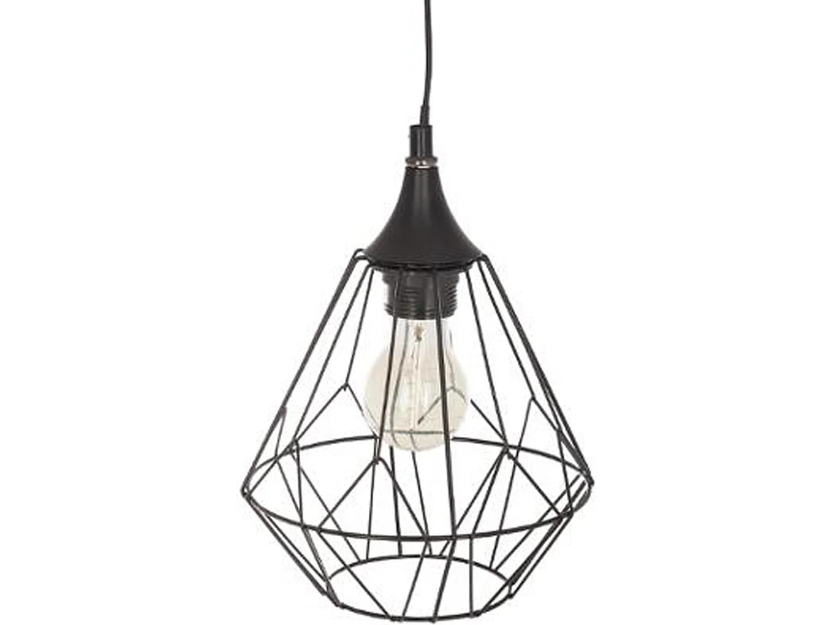 Suspension en fer avec fil noir - Dim : D.19 x H.24 cm