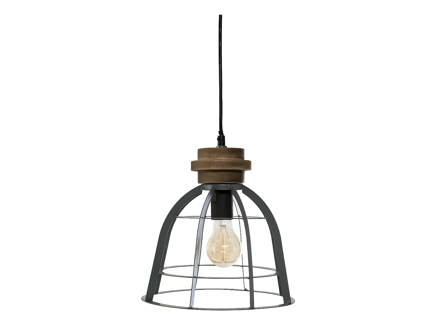 Suspension grise en metal brossé - D. 25 x H. 24,5 cm