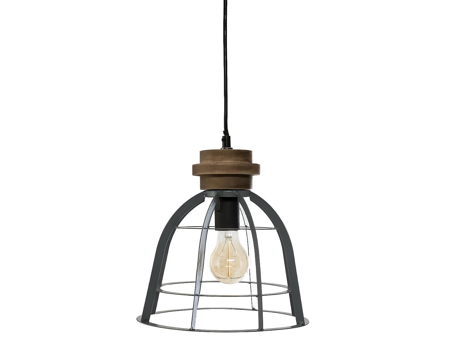 Suspension grise en metal brossé - D. 25 x H. 24,5 cm