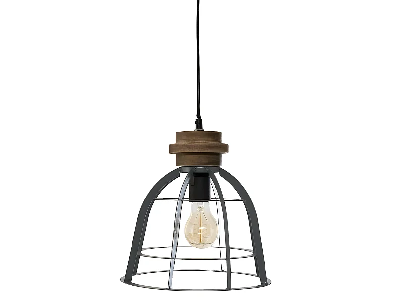 Suspension grise en metal brossé - D. 25 x H. 24,5 cm