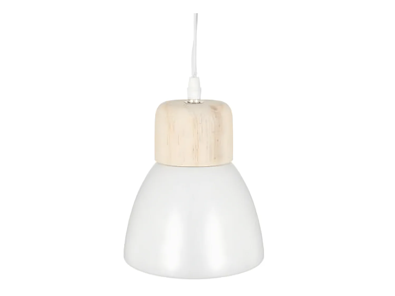 Suspension design en métal et bois coloris blanc - Dim : D.15 x H.17 cm