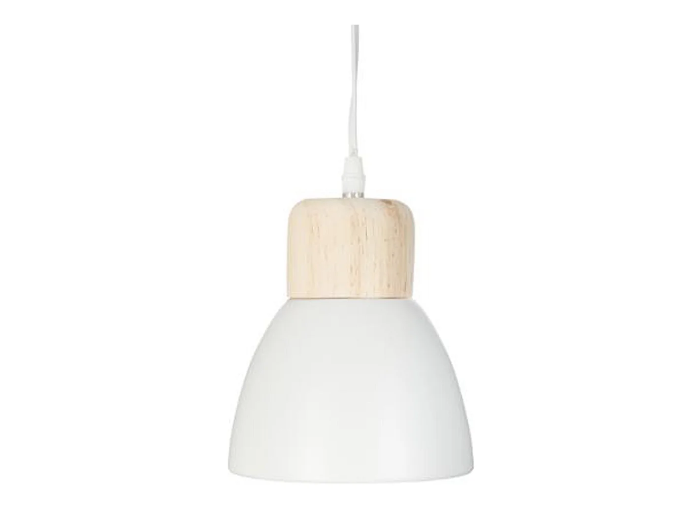 Suspension design en métal et bois coloris blanc - Dim : D.15 x H.17 cm