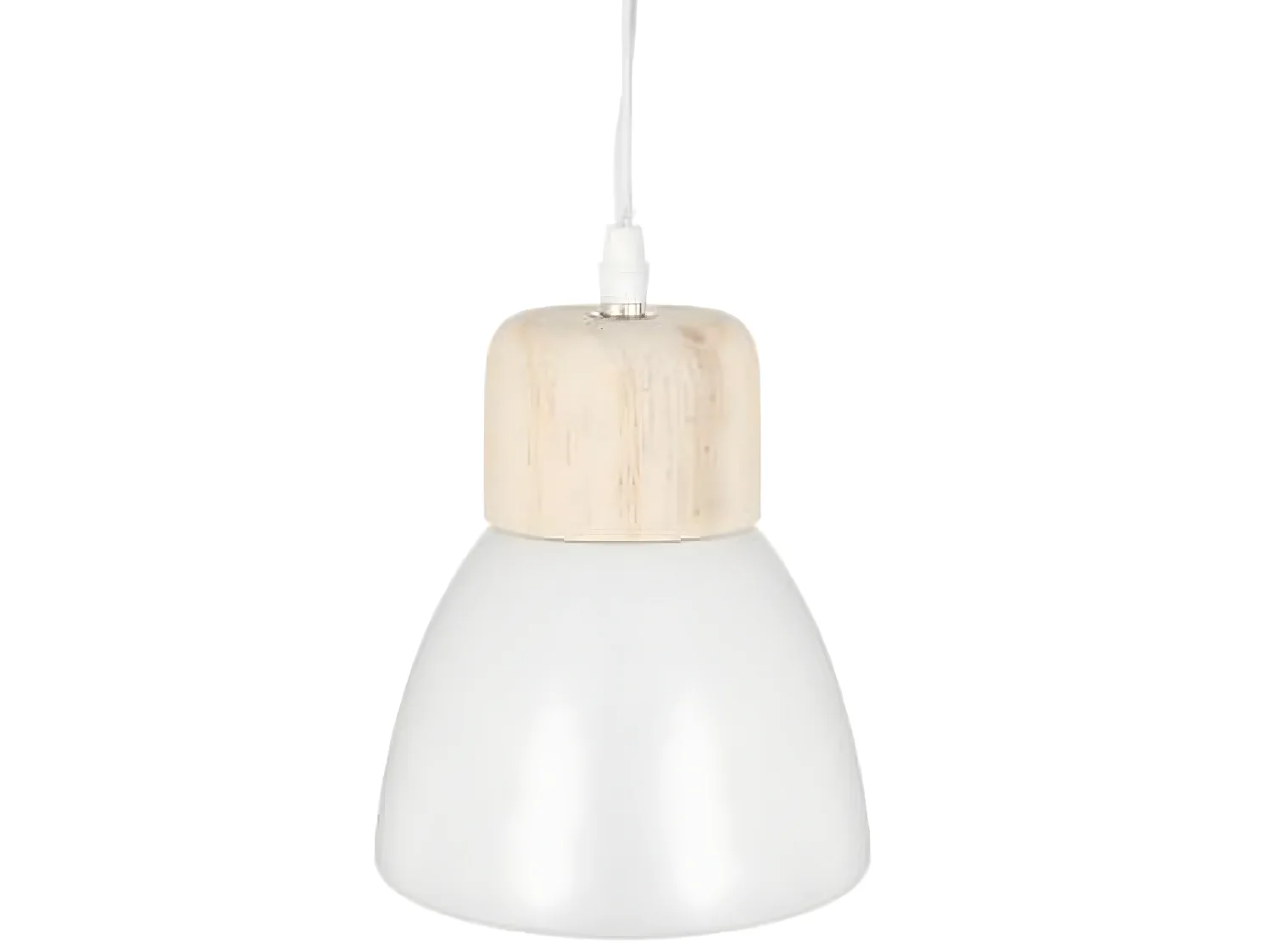 Suspension design en métal et bois coloris blanc - Dim : D.15 x H.17 cm