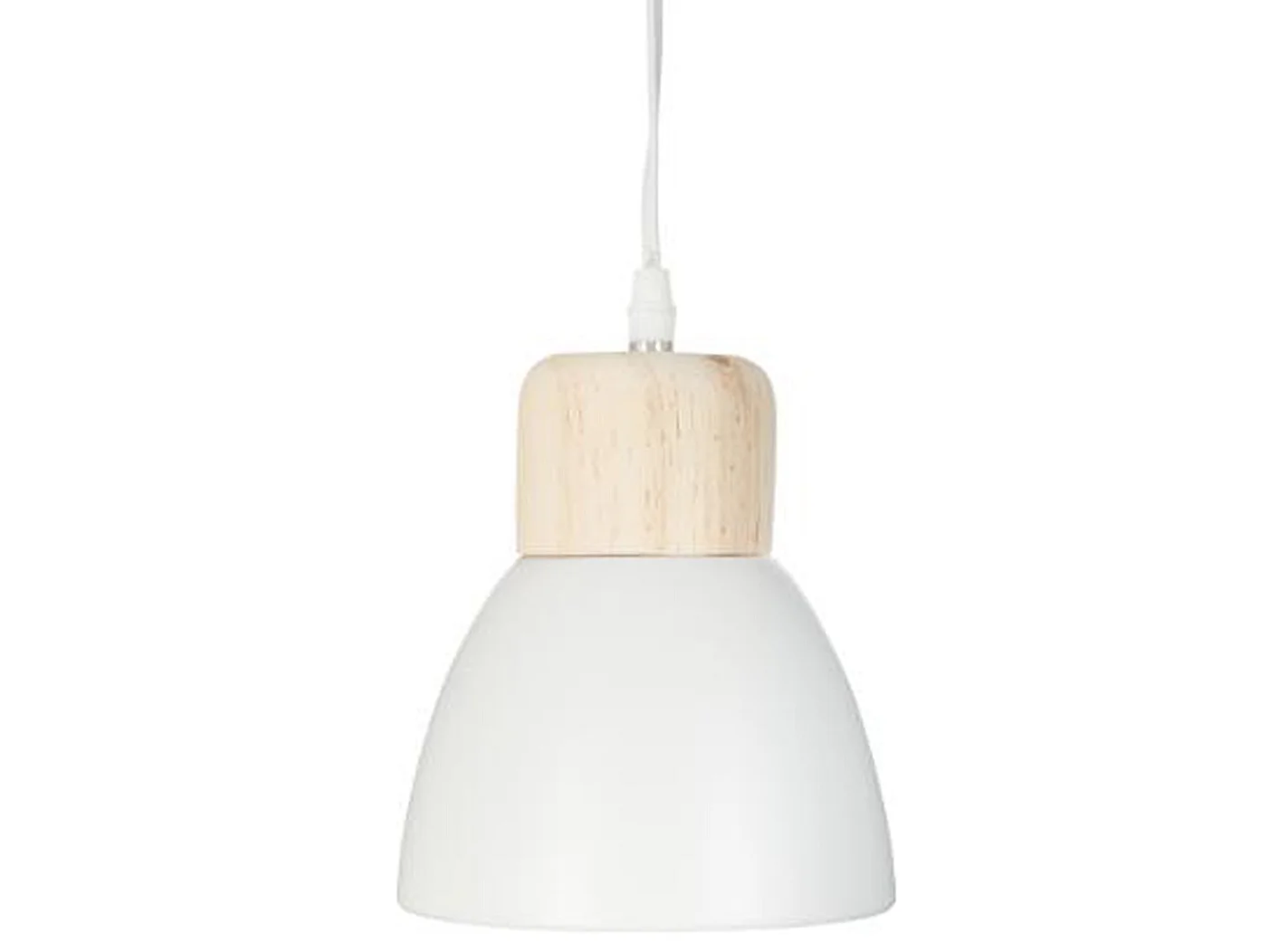 Suspension design en métal et bois coloris blanc - Dim : D.15 x H.17 cm