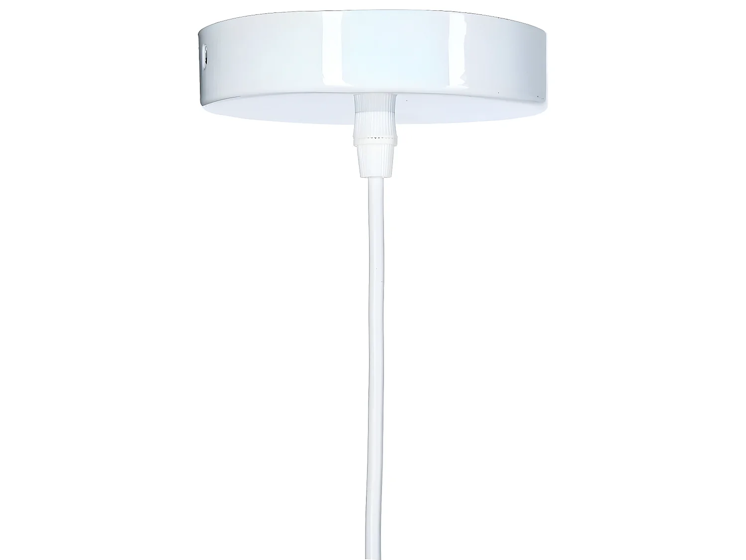 Lampe suspendue, Suspension luminaire en bois de rotin coloris beige et métal blanc