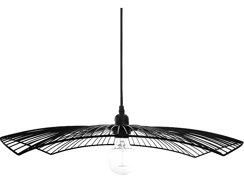 Suspension en métal filaire forme chapeau Noir - D.58 x H.9 cm