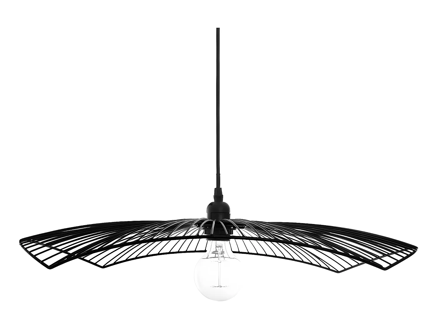 Suspension en métal filaire forme chapeau Noir - D.58 x H.9 cm