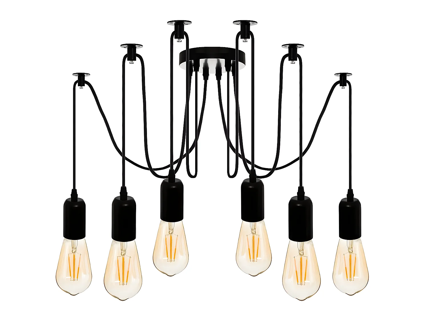 Suspension filaire 6 ampoules en métal noir
