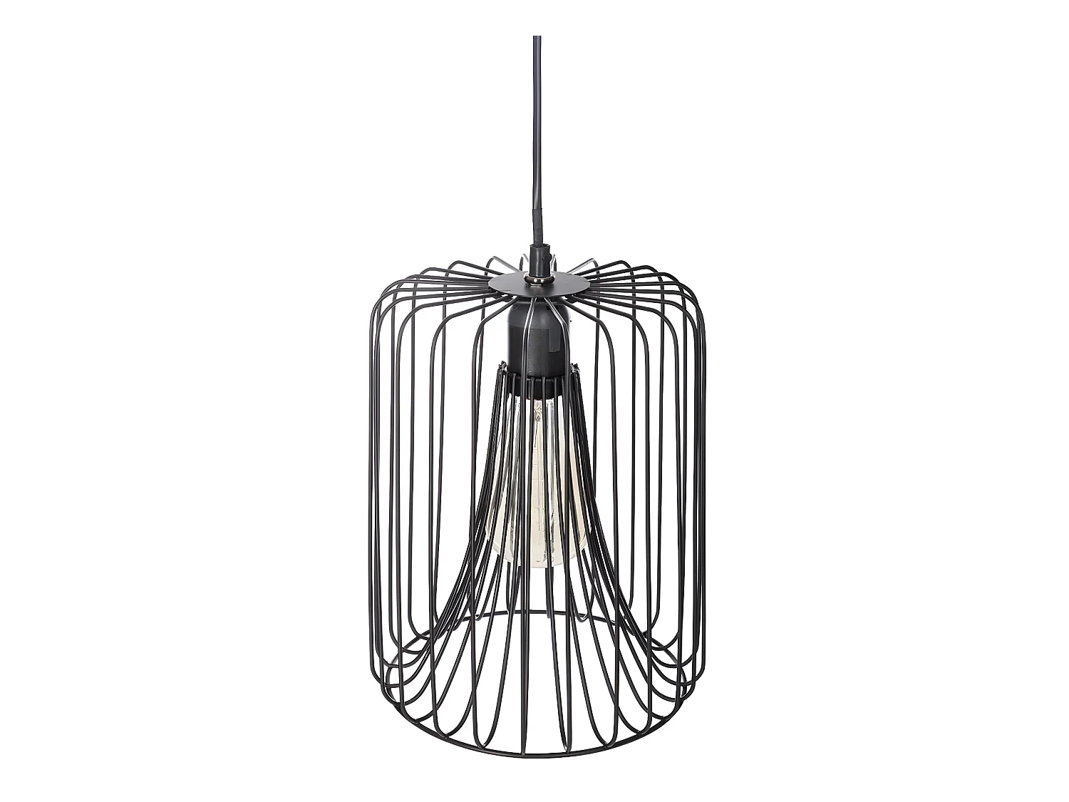 Suspension filaire en métal coloris noir - Diamètre 20 x Hauteur 25,5 cm