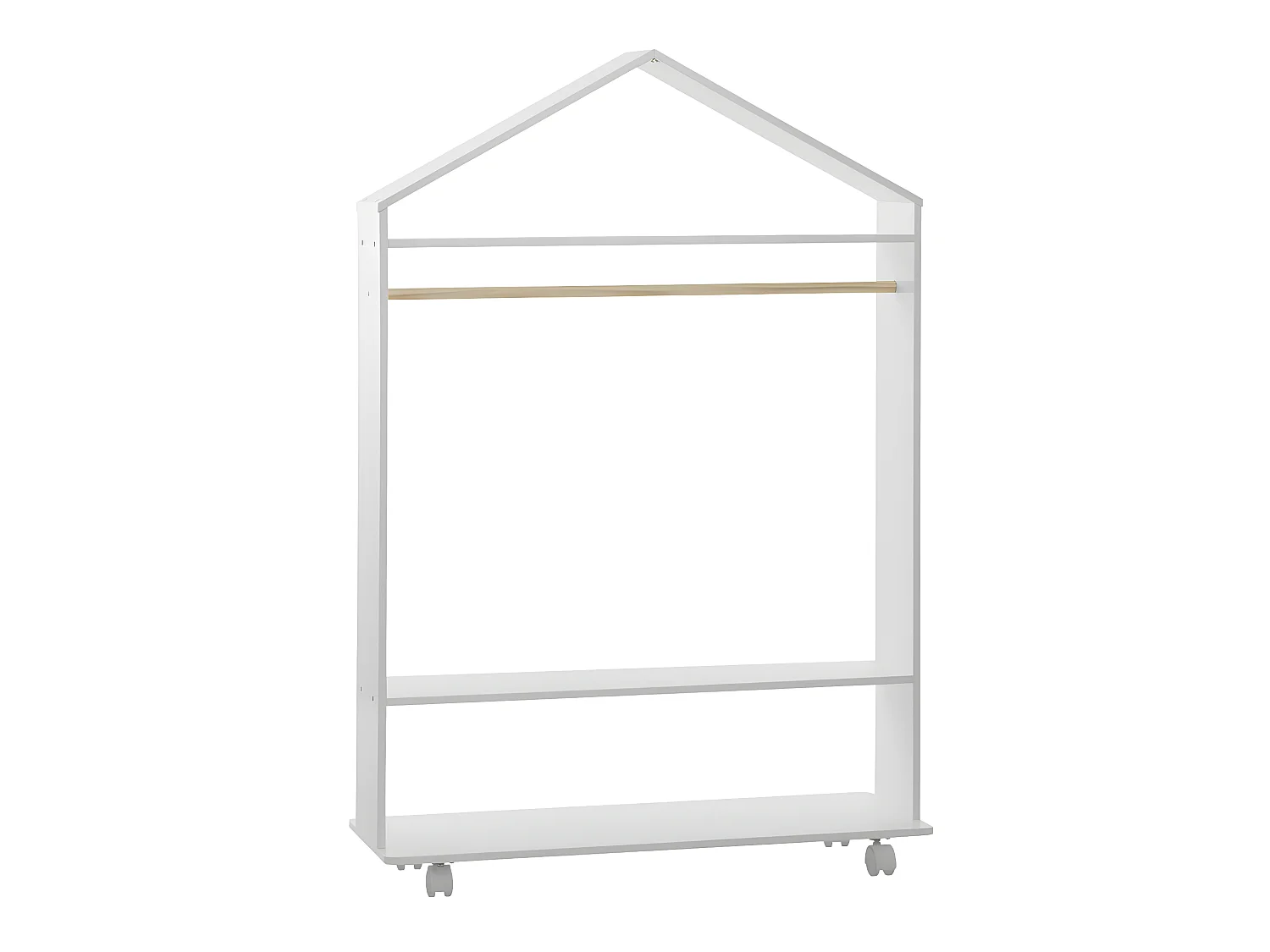 Penderie enfant à roulettes coloris blanc - L.80,5 x l.36 x H.120 cm