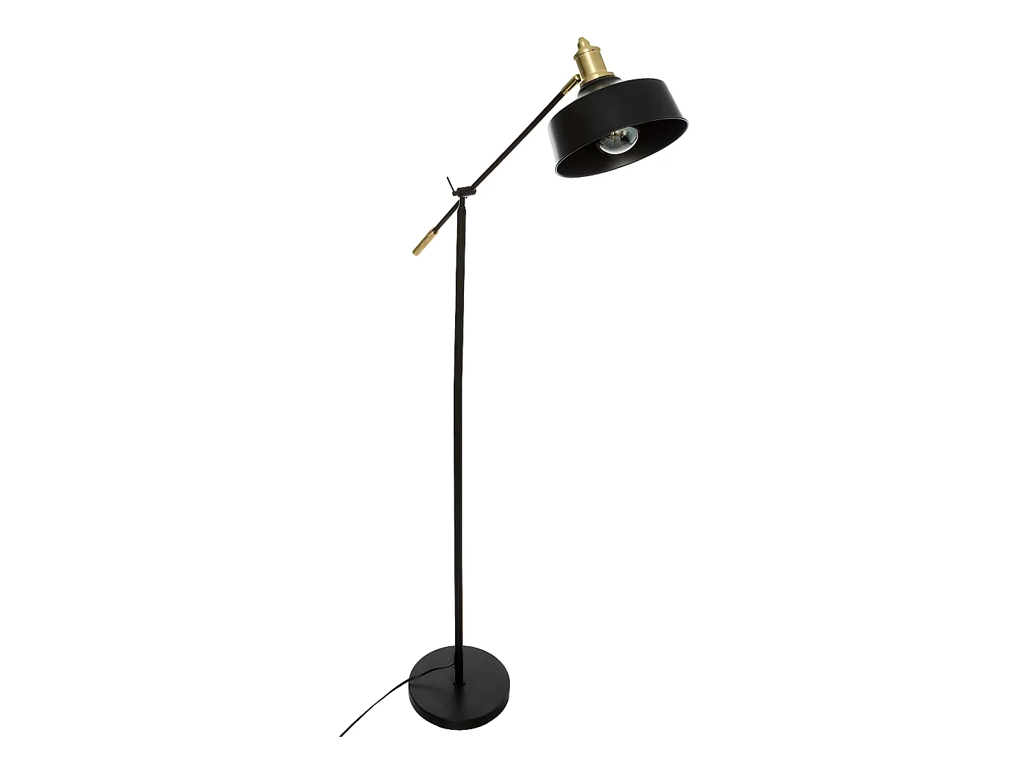 Lampadaire arc en métal coloris noir - Longueur 64,5 x Profondeur 24 x Hauteur 155 cm
