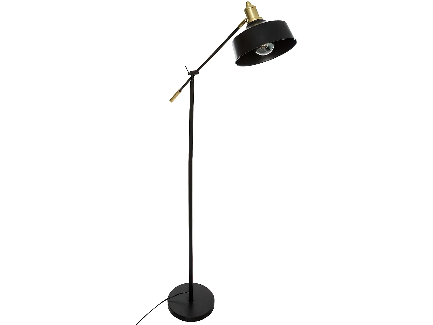 Lampadaire arc en métal coloris noir - Longueur 64,5 x Profondeur 24 x Hauteur 155 cm