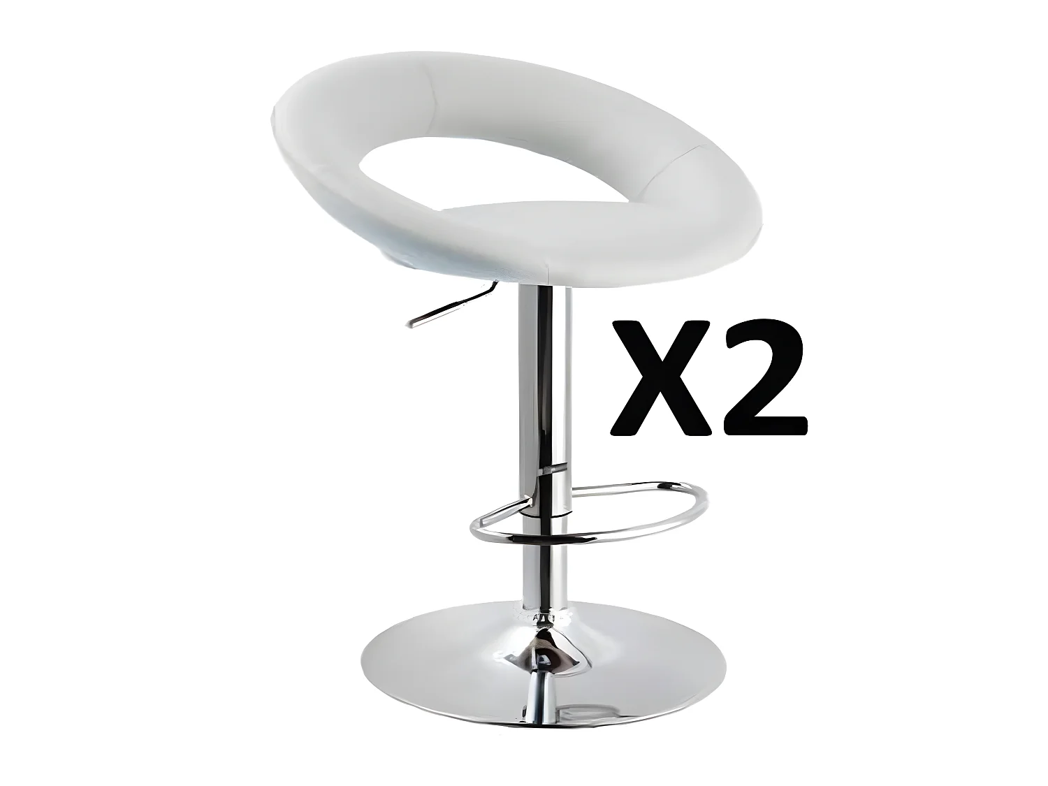 Lot de 2 Tabourets de Bar Blanc, L52x 48 x H82 cm