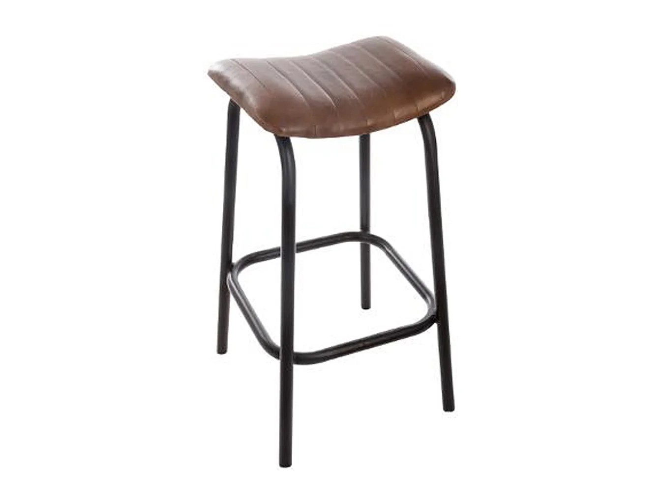 Tabouret de bar en cuir coloris marron - Dim : L.42 x l.40 x H.75 cm