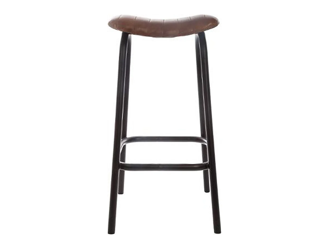 Tabouret de bar en cuir coloris marron - Dim : L.42 x l.40 x H.75 cm