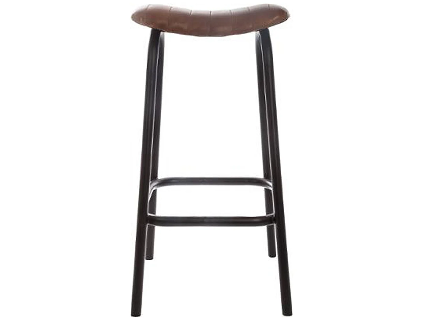 Tabouret de bar en cuir coloris marron - Dim : L.42 x l.40 x H.75 cm