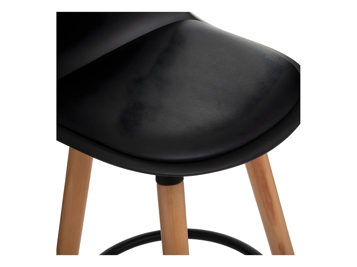 Lot de 4 tabourets de bar en polypropylène et hêtre coloris noir - L.42,5 x l.39,5 x H.92 cm