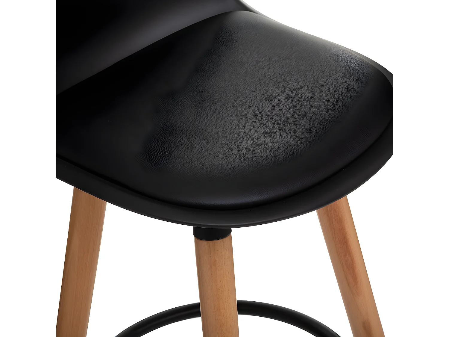 Lot de 4 tabourets de bar en polypropylène et hêtre coloris noir - L.42,5 x l.39,5 x H.92 cm