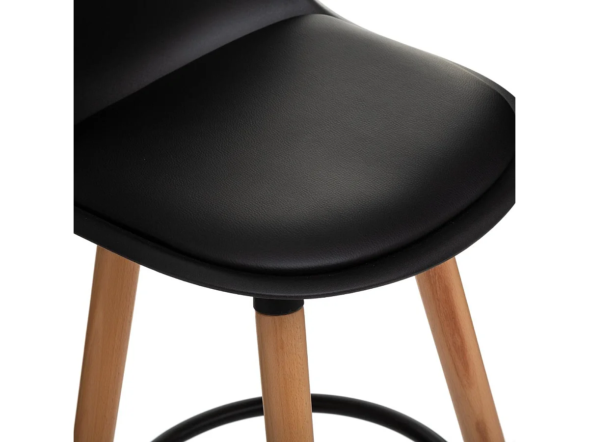 Lot de 4 tabourets de bar en polypropylène et hêtre coloris noir - L.42,5 x l.39,5 x H.92 cm