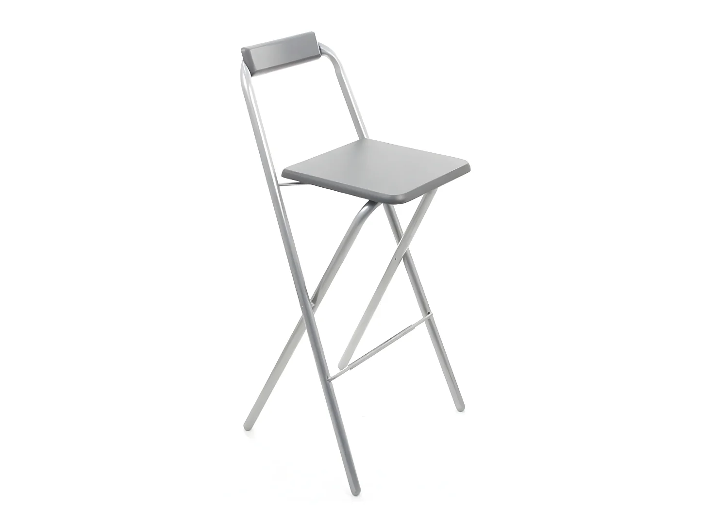 Lot de 4 chaises de bar Louna Gris, structure en métal, Assise en panneaux de fibres de bois
