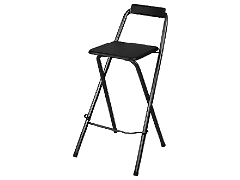 Lot de 4 chaises de bar Louna Noir, structure en métal, Assise en panneaux de fibres de bois