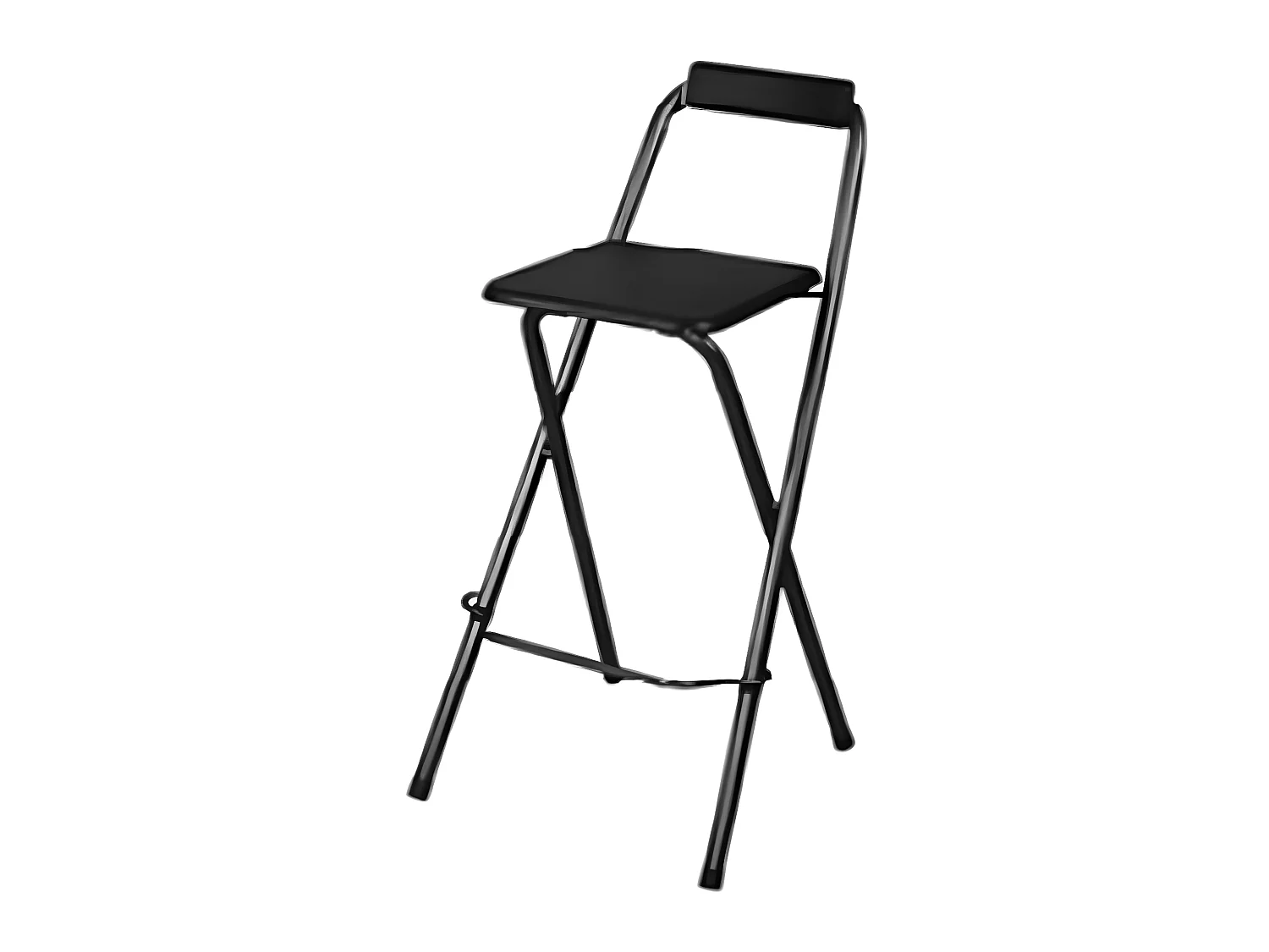 Lot de 4 chaises de bar Louna Noir, structure en métal, Assise en panneaux de fibres de bois