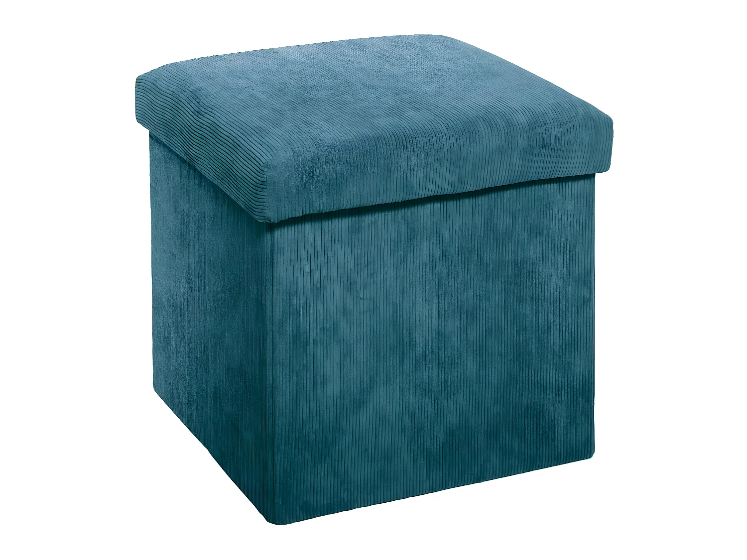Pouf coloris bleu en velours - L. 38 x l. 38 x H. 38 cm