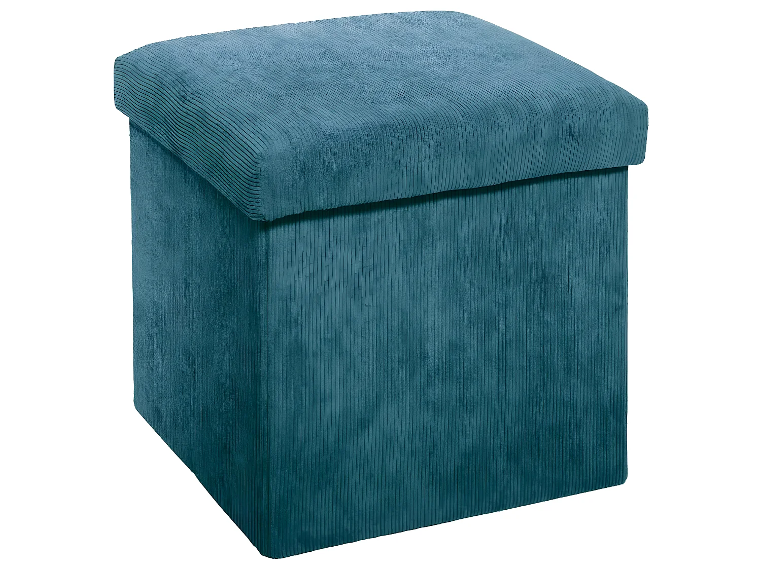 Pouf coloris bleu en velours - L. 38 x l. 38 x H. 38 cm