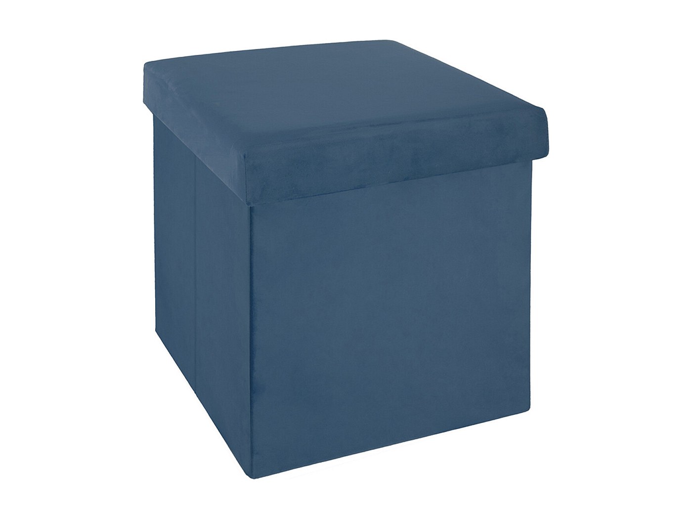 Pouf Pliant Cortona M En Velours Bleu Marine - 30x30x30 Cm, Rangement Intégré 19L, Charge 100 Kg - Idéal Salon, Chambre, Entrée - 7