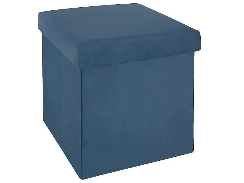 Pouf pliant Bleu foncé en velours en Polyester - 38 x 38 Cm