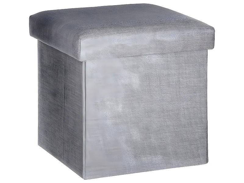 Pouf pliant coloris gris clair - Dim : L. 38 x l. 38 x H. 38 cm