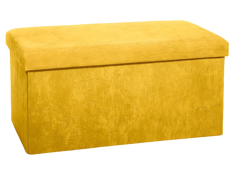 Pouf pliable coloris Ocre en velours - L. 76 x l. 38 x H. 38 cm