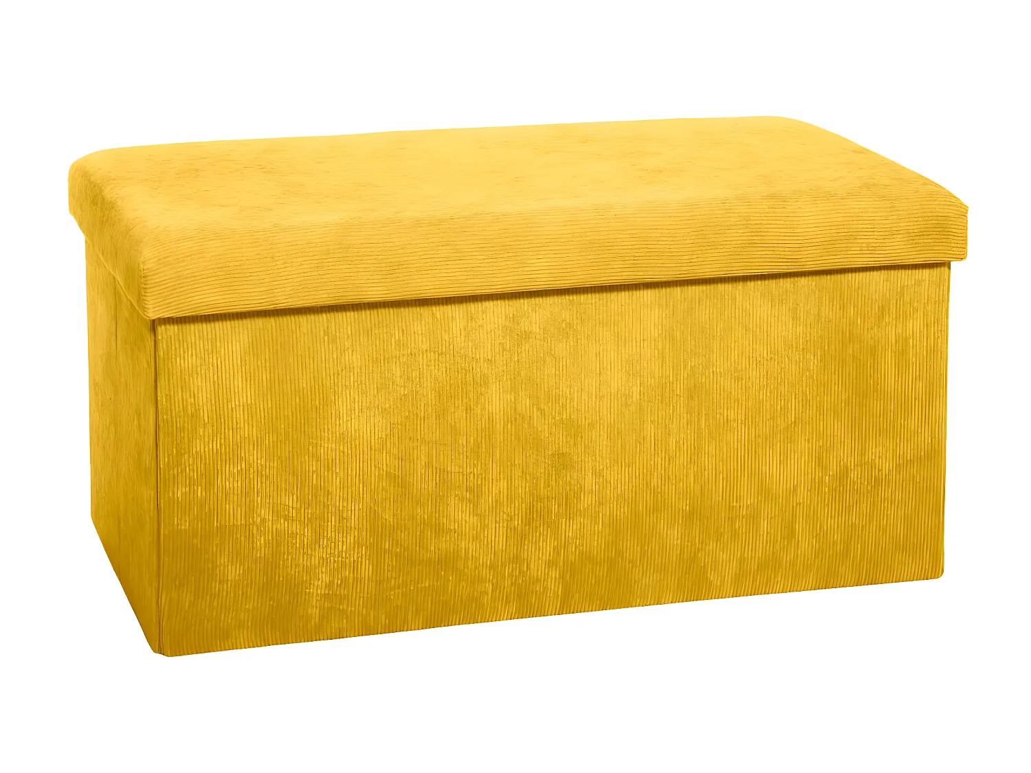 Pouf pliable coloris Ocre en velours - L. 76 x l. 38 x H. 38 cm