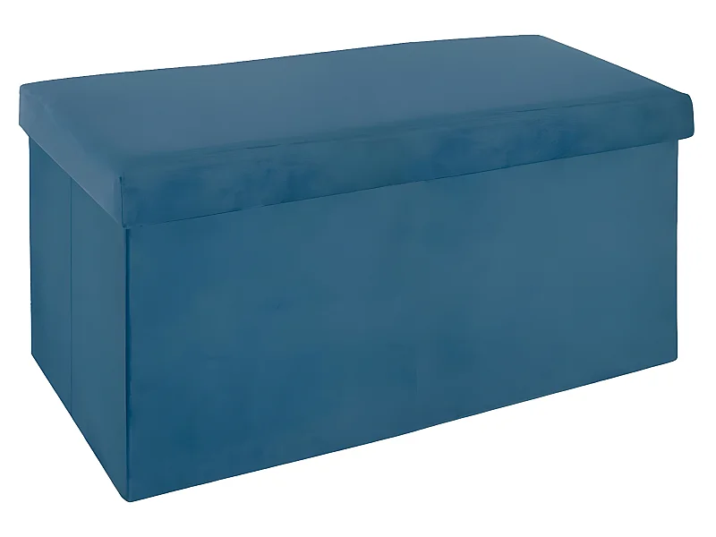 Pouf pliant double Bleu foncé en velours - L. 76,6 x l. 38 x H. 37,5 cm