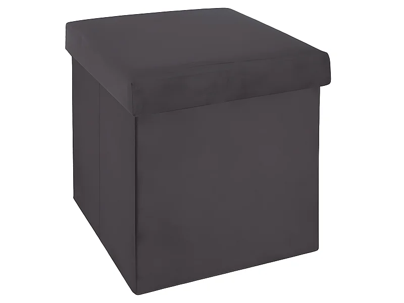 Pouf pliant gris Foncé en velours en Polyester - 38 x 38 Cm
