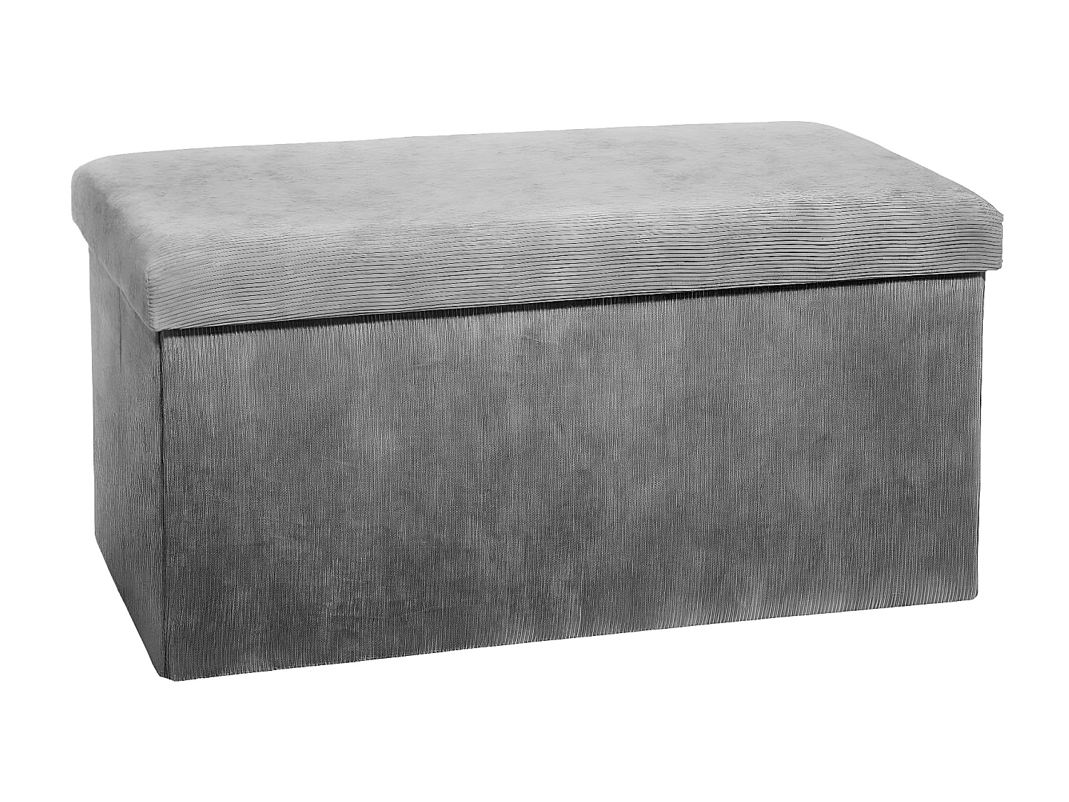 Pouf pliable coloris gris en velours - L. 76 x l. 38 x H. 38 cm