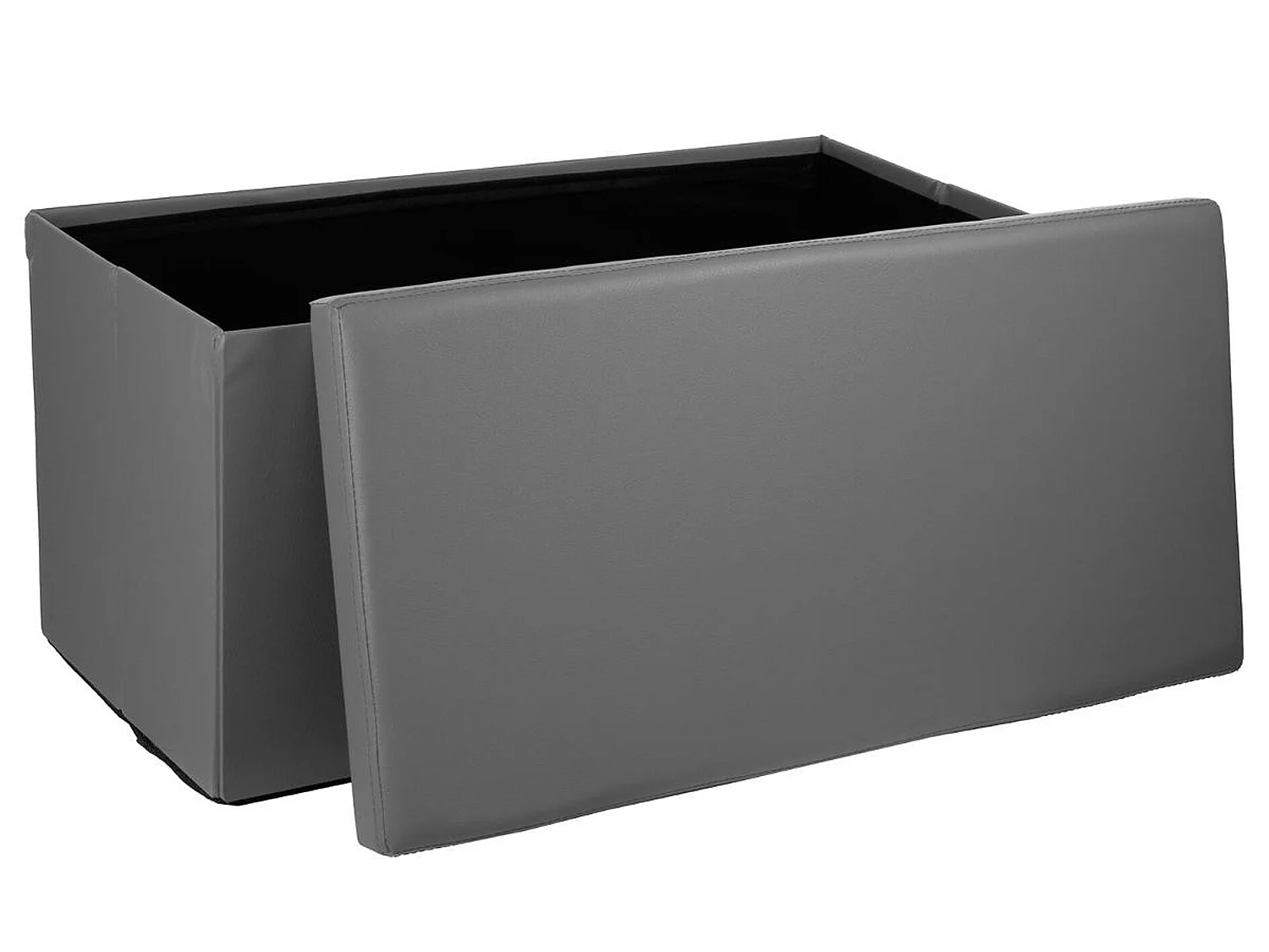 Pouf pliant double en PVC, coloris gris - Dim : L.76,6 x l.38 x H.37,5 cm