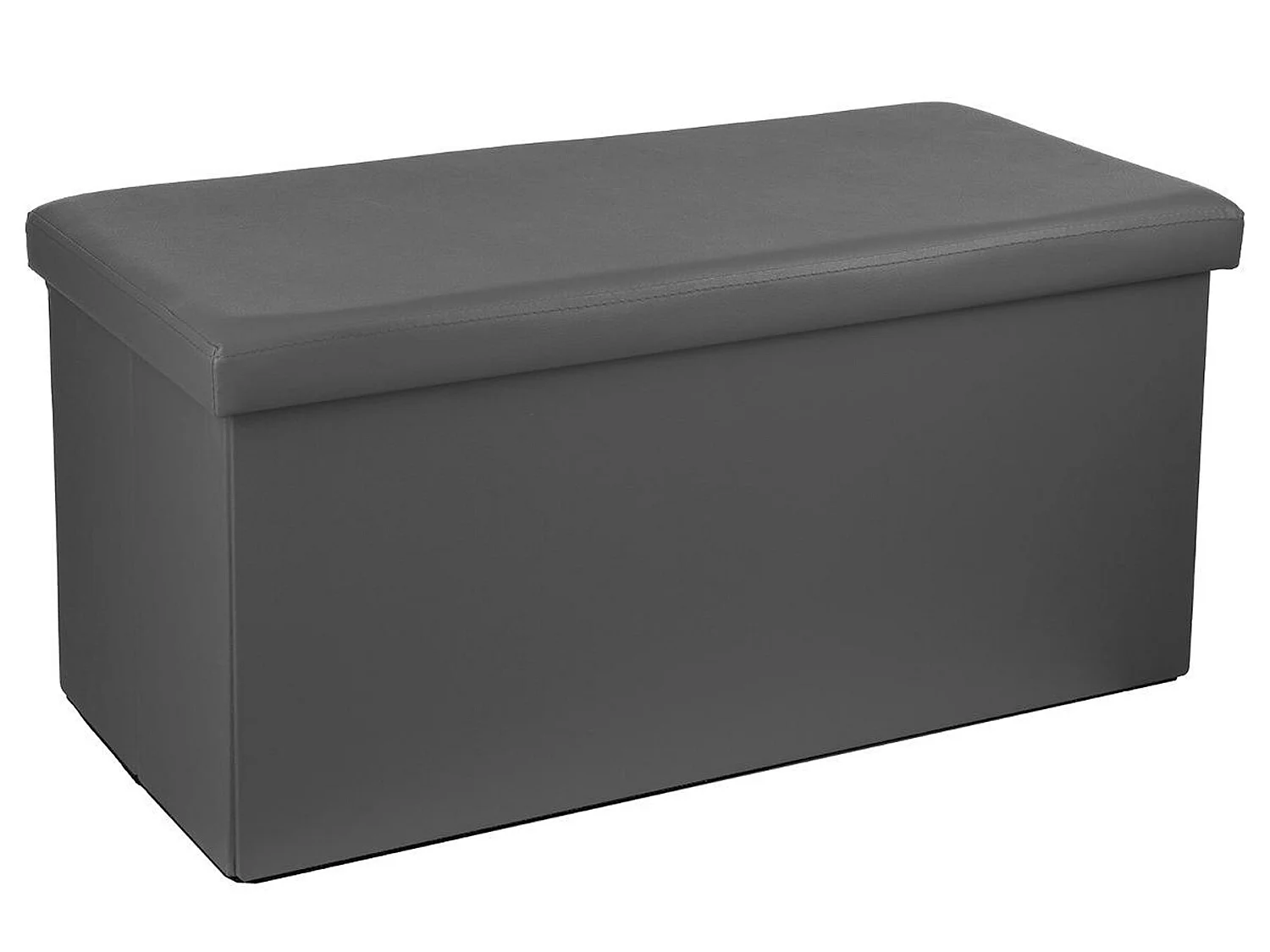 Pouf pliant double en PVC, coloris gris - Dim : L.76,6 x l.38 x H.37,5 cm