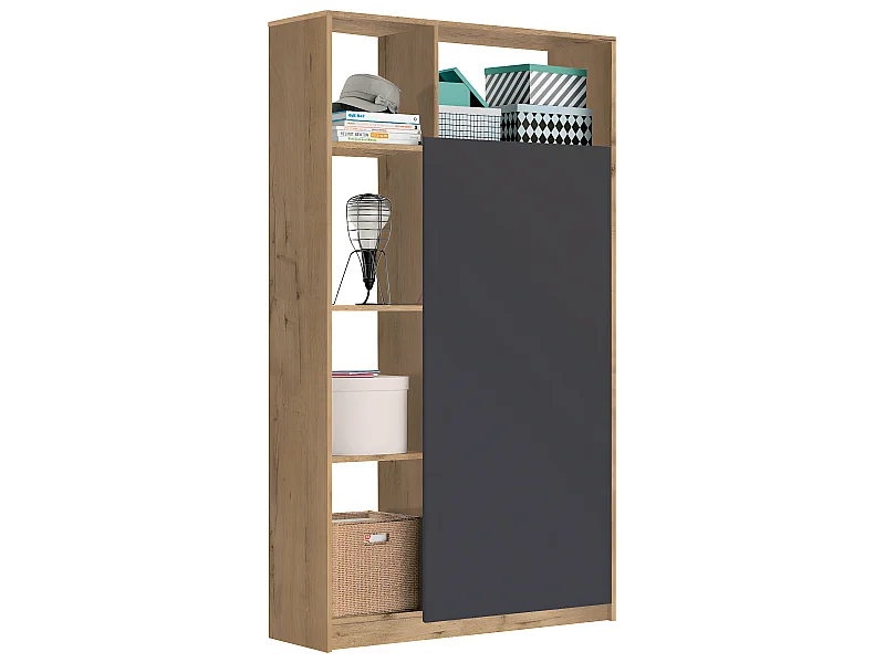 Armoire / meuble de rangement coloris chêne doré/gris - Hauteur 180 x Longueur 100 x Profondeur 35 cm
