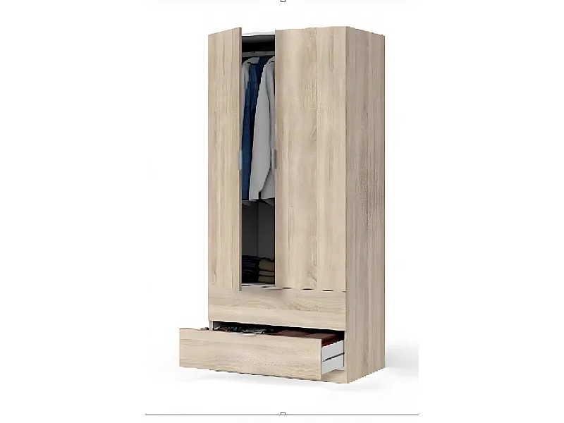 Armoire avec 2 portes en chêne canadien - 180 x 81 x 52 cm