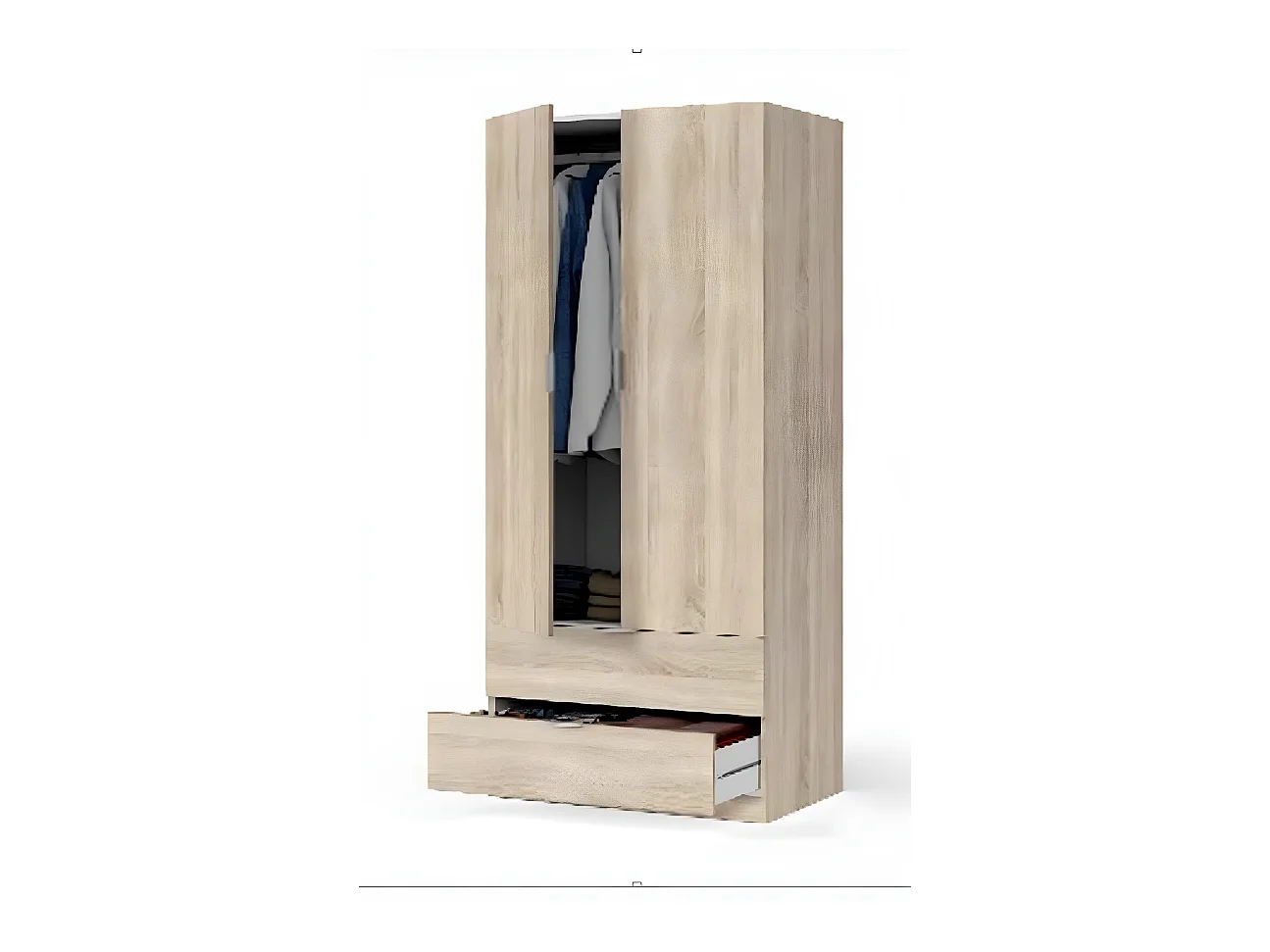 Armoire avec 2 portes en chêne canadien - 180 x 81 x 52 cm