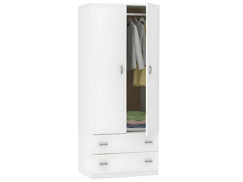 Armoire placard / meuble de rangement coloris Blanc brillant - Hauteur 180 x Longueur 74 x Profondeur 50 cm