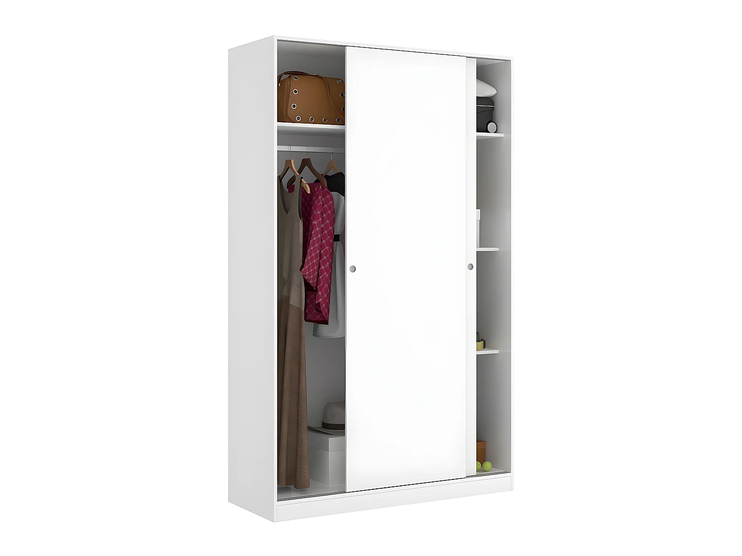 Armoire à portes coulissantes coloris blanc brillant - Longueur 120 x Profondeur 50 x Hauteur 204 cm
